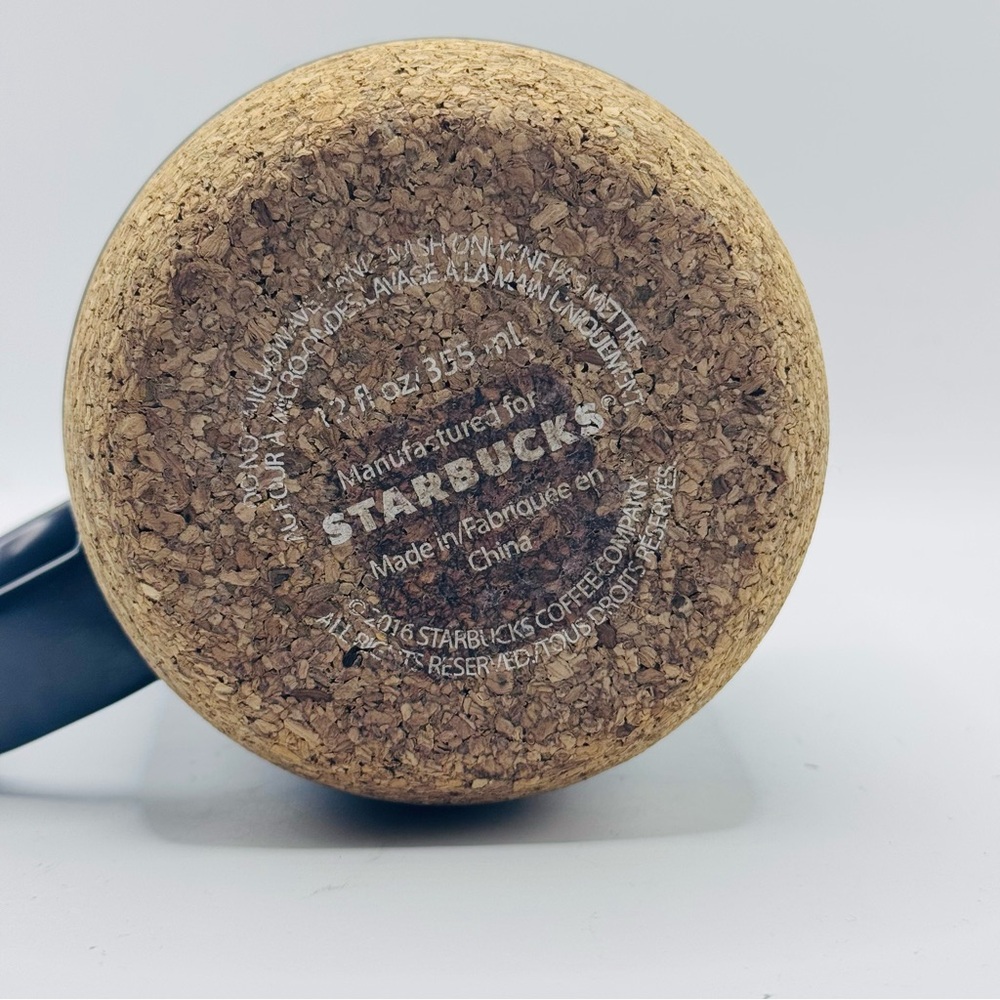 Starbucks STARBUCKS 2016 Brown Ceramic CORK BOTTOM Coffee MUG w/TRAVEL LID 12oz. - Picture 5 of 9